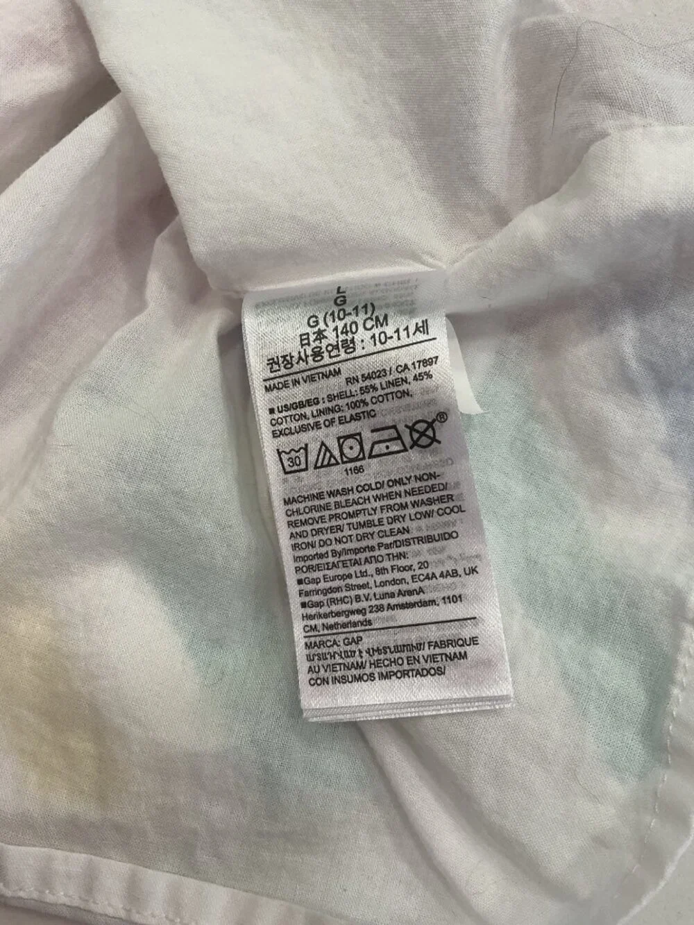 Gap Kids Flutter Rainbow Dress Linen Cotton Square Neck Size L Summer Party